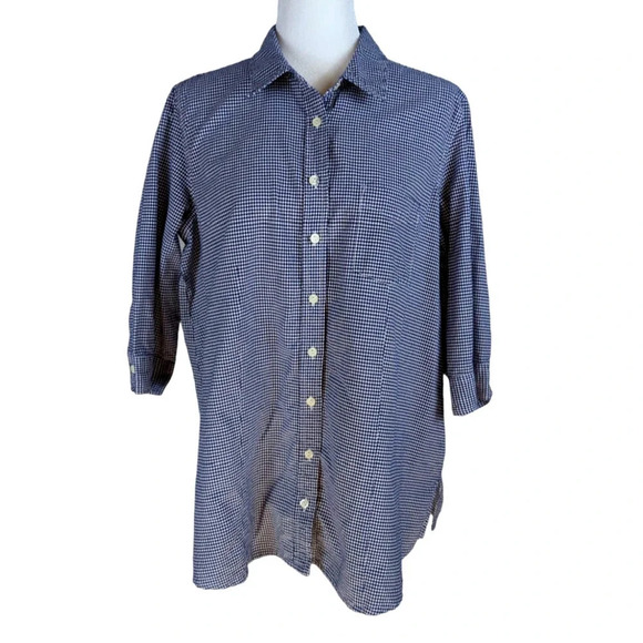 Motherhood Maternity Gingham Collard shirt size Large - Picture 1 of 9